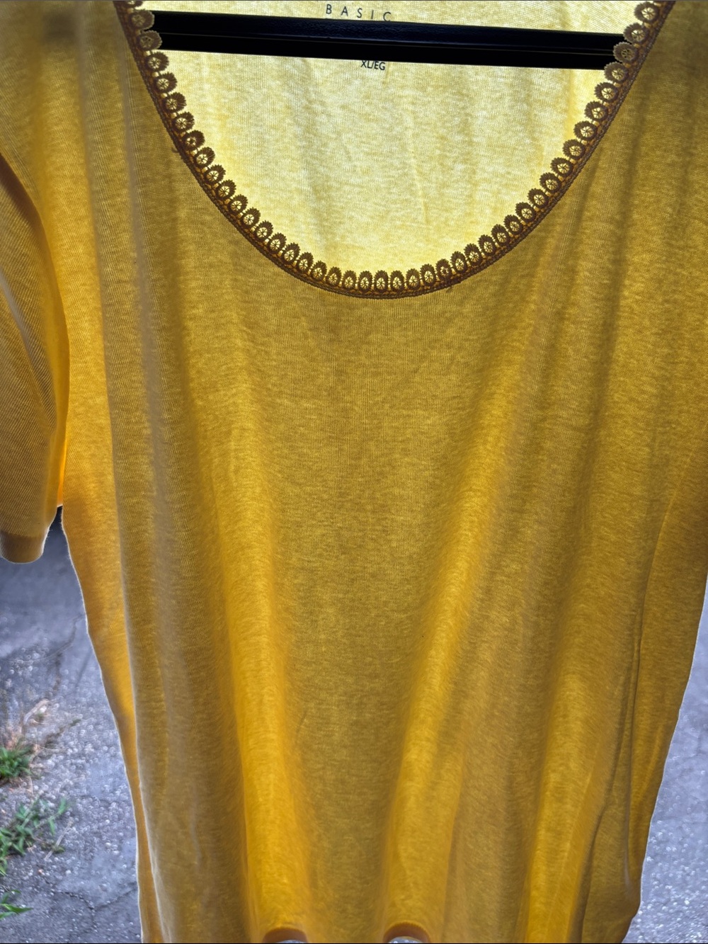 Basic Editions Yellow Scoop Neck Short Sleeve Top